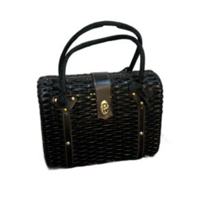 Vintage  Black Woven Basket Purse  Handbag